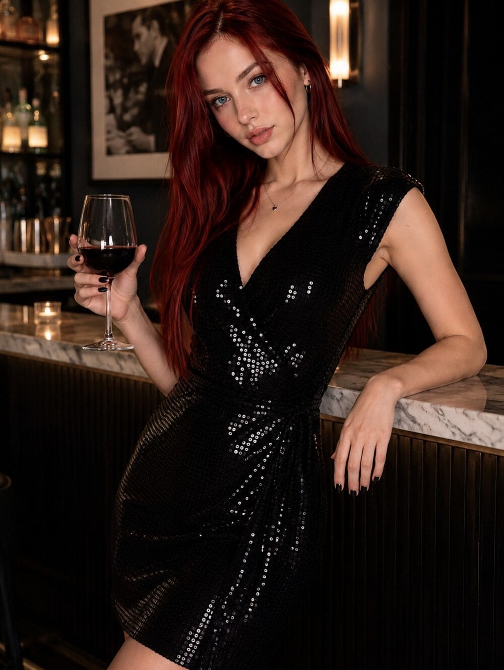 MICHAEL Michael Kors Black Sequin Wrap Dress L ✨ Glam Disco Party NYE Cocktail